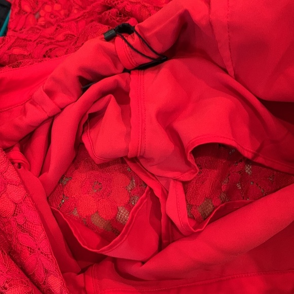 NBD High Rise Red Lace Pants with Frayed Hemline NEW! - Picture 8 of 8